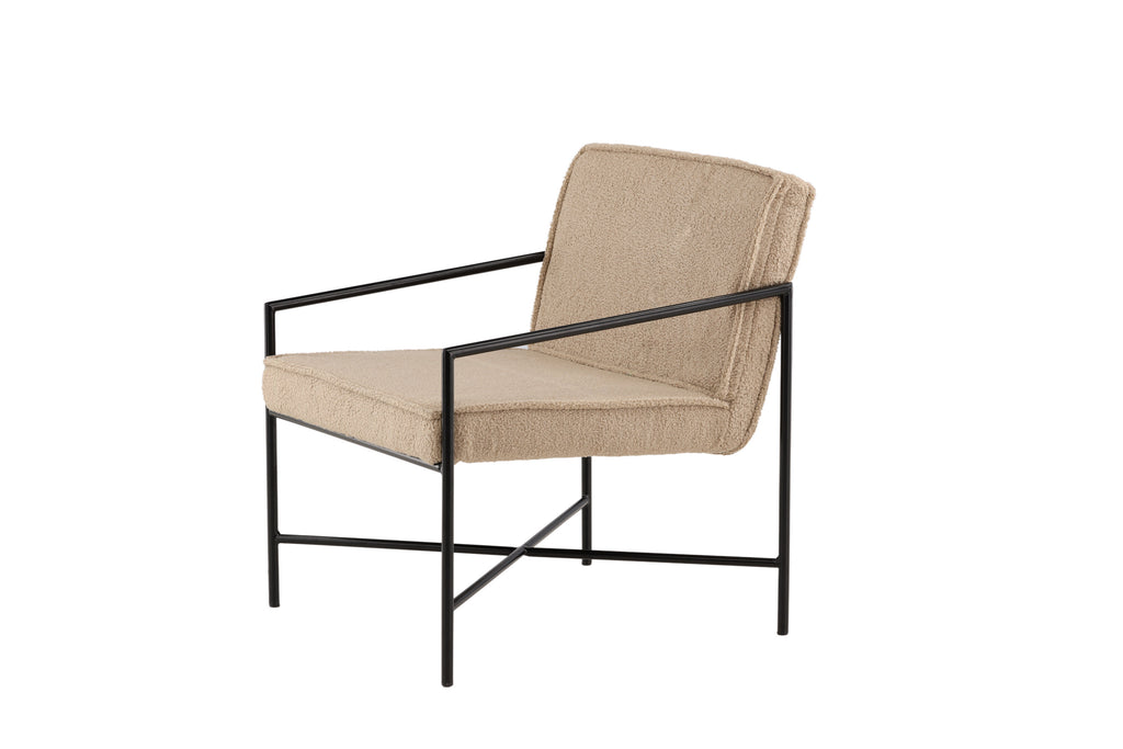 Rakel fåtölj beige teddytyg med svart underrede