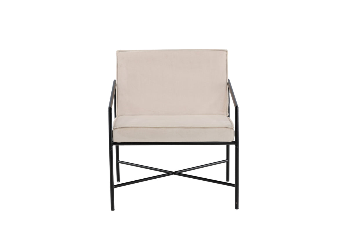 Rakel fåtölj beige sammet med svart underrede