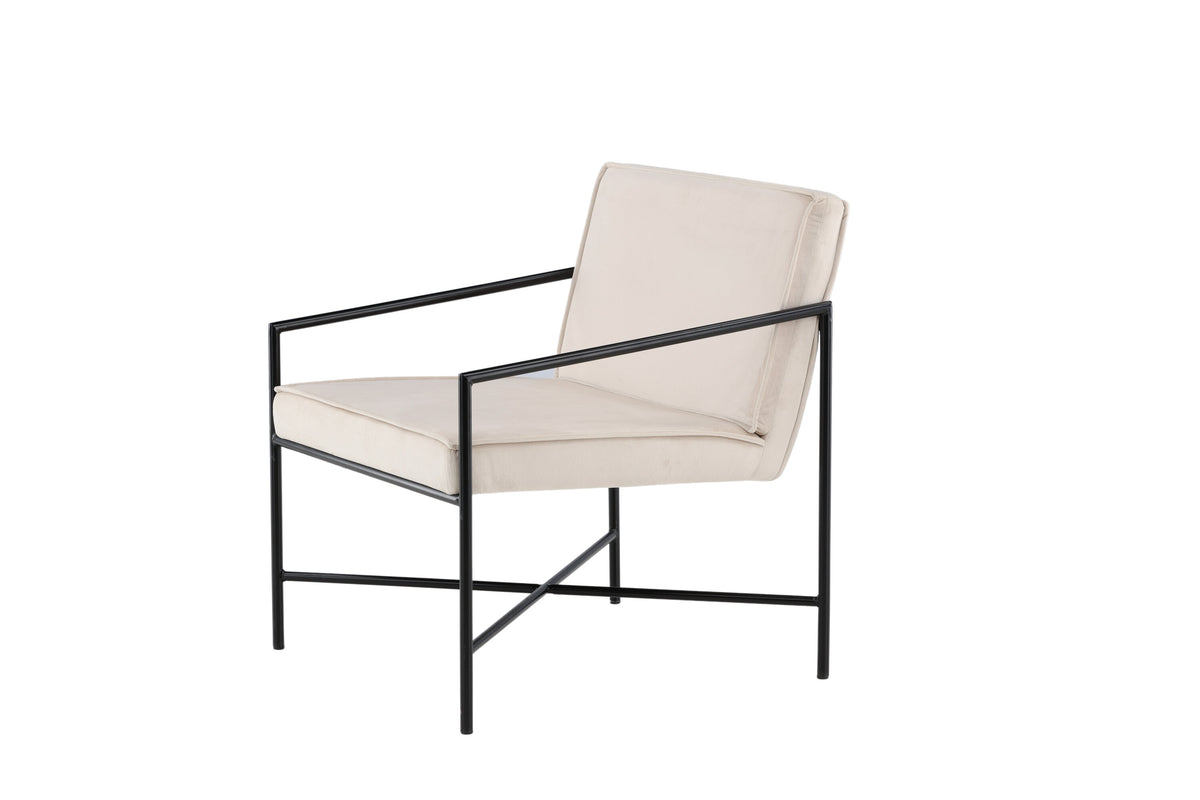 Rakel fåtölj beige sammet med svart underrede