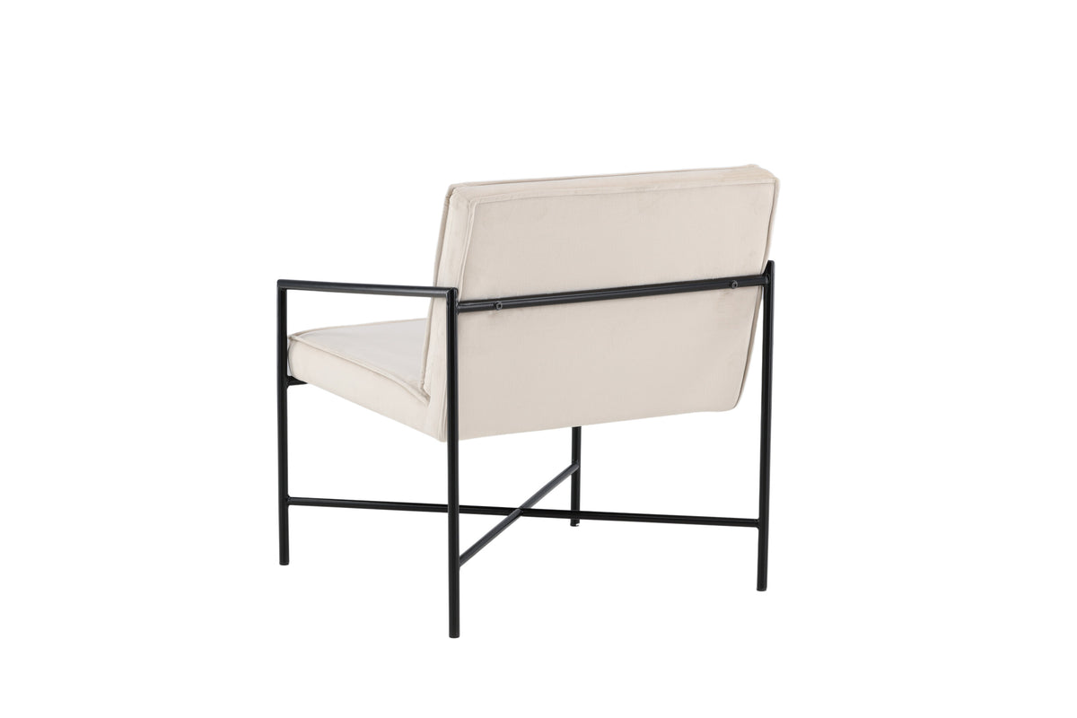Rakel fåtölj beige sammet med svart underrede