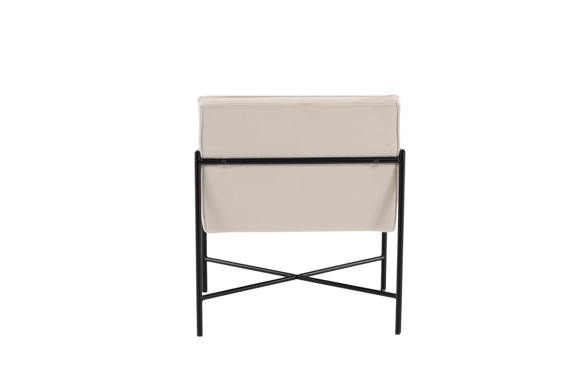 Rakel fåtölj beige sammet med svart underrede