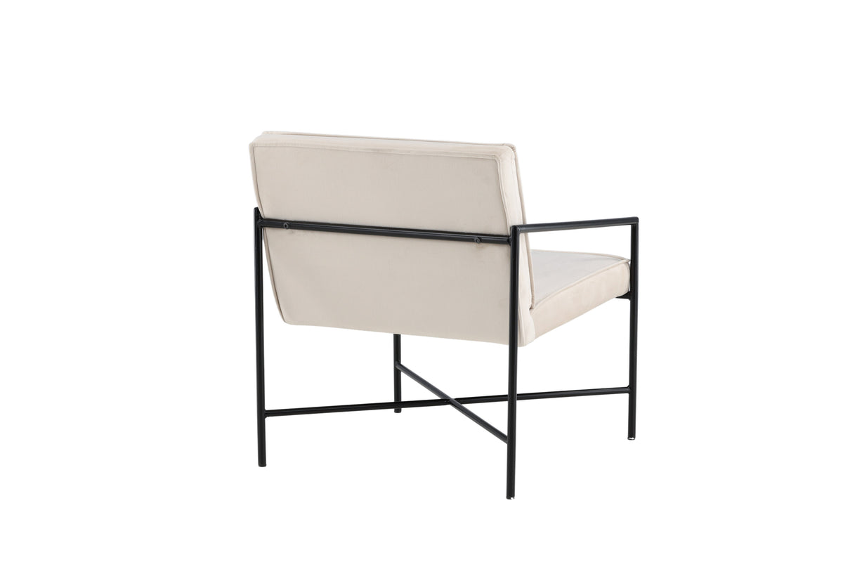 Rakel fåtölj beige sammet med svart underrede