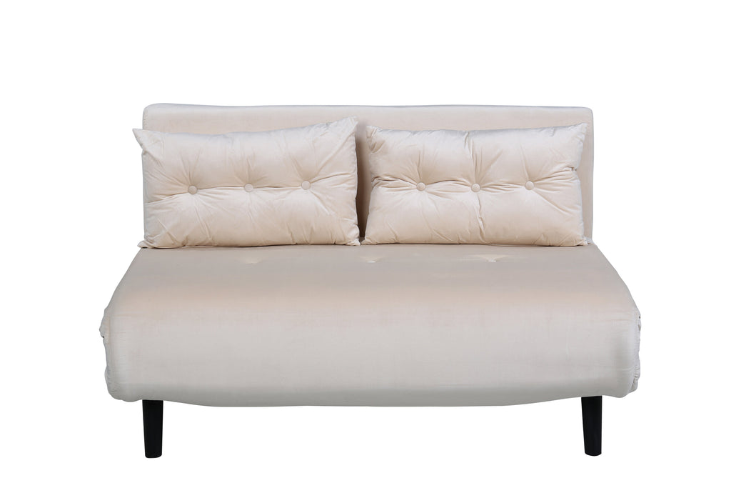 Vicky hopfällbar dubbelsäng svart med beige sammet