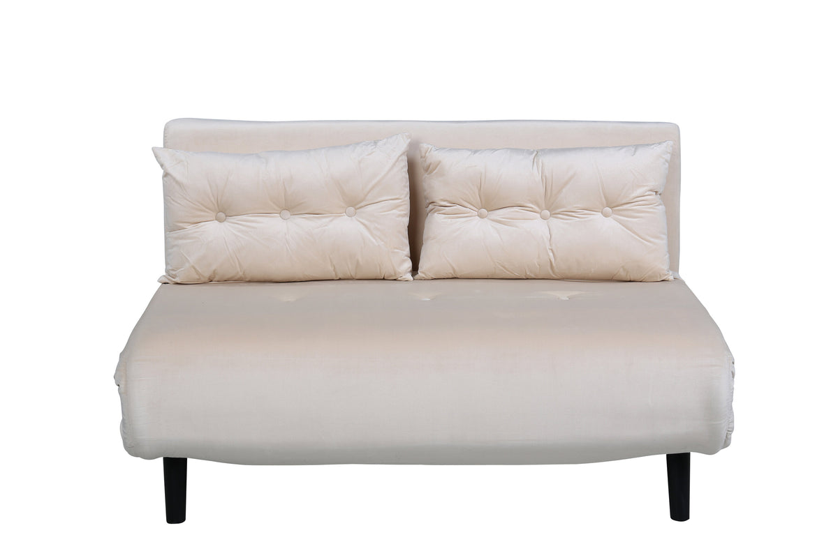 Vicky hopfällbar dubbelsäng svart med beige sammet