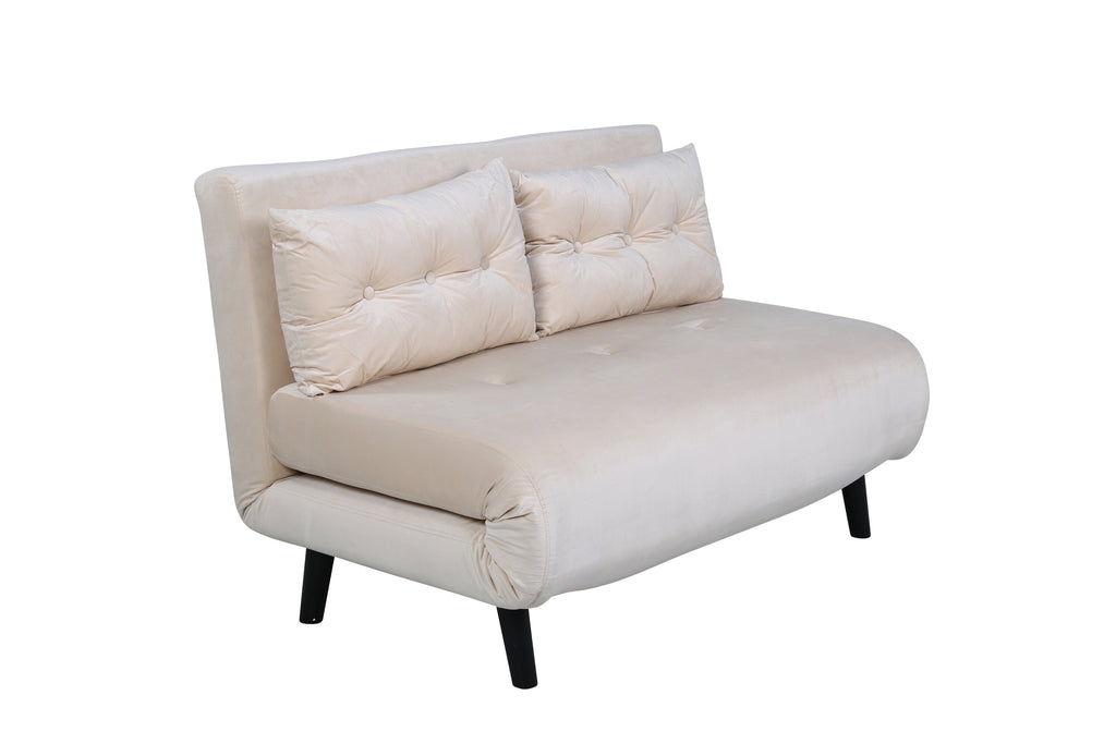 Vicky hopfällbar dubbelsäng svart med beige sammet