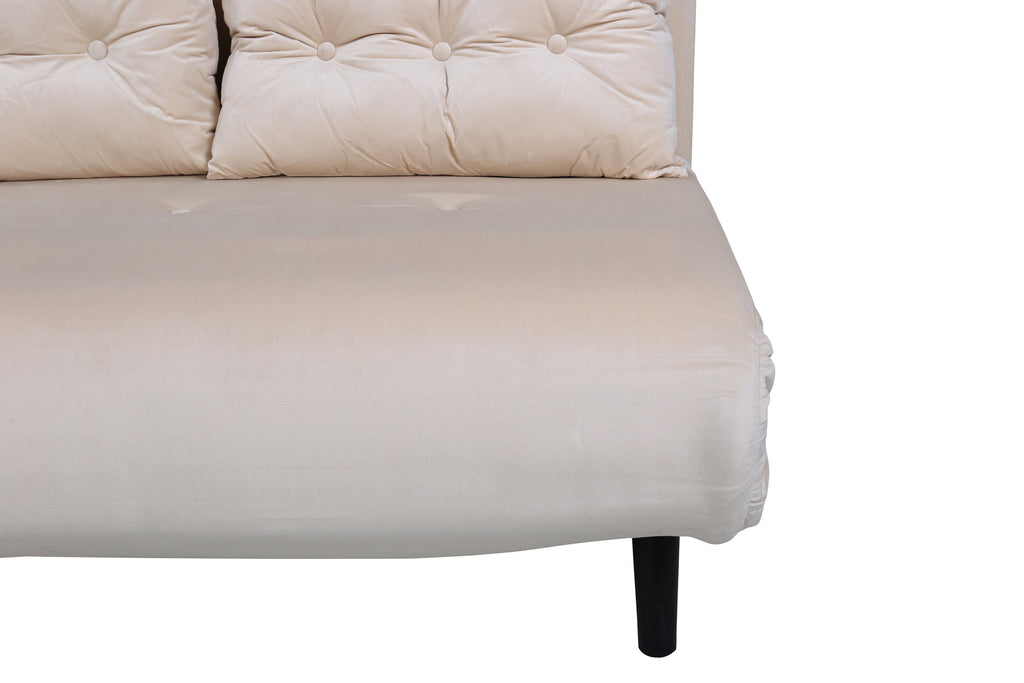 Vicky hopfällbar dubbelsäng svart med beige sammet