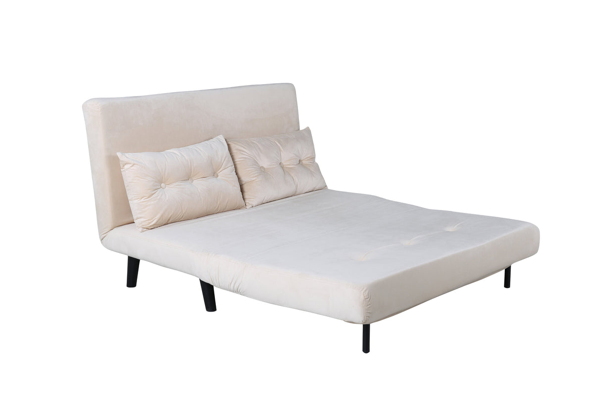 Vicky hopfällbar dubbelsäng svart med beige sammet