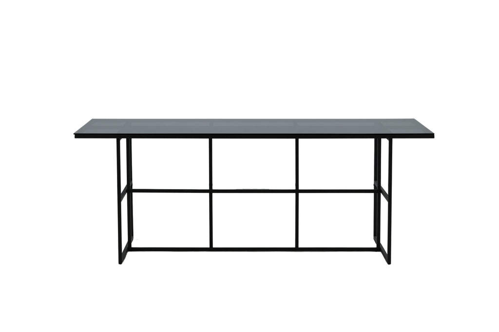Leif matbord svart stål och svart rökfärgat glas