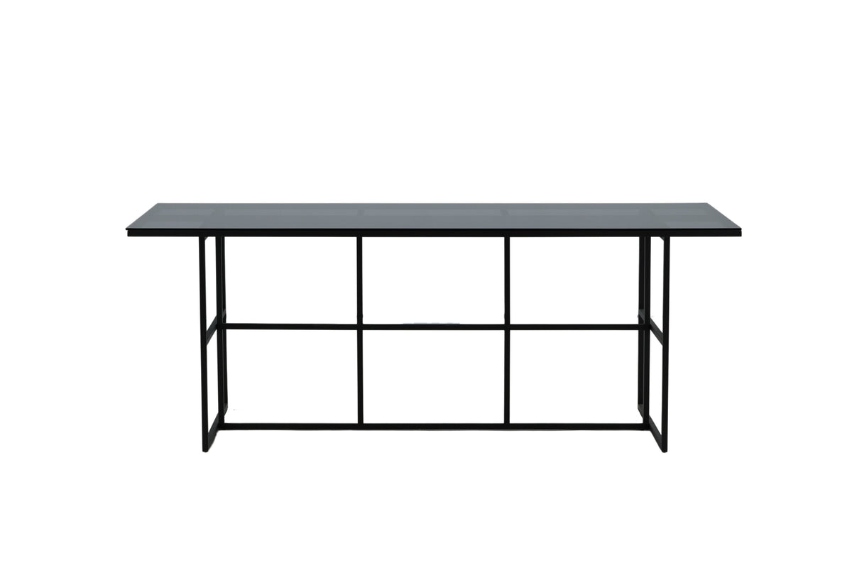 Leif matbord svart stål och svart rökfärgat glas