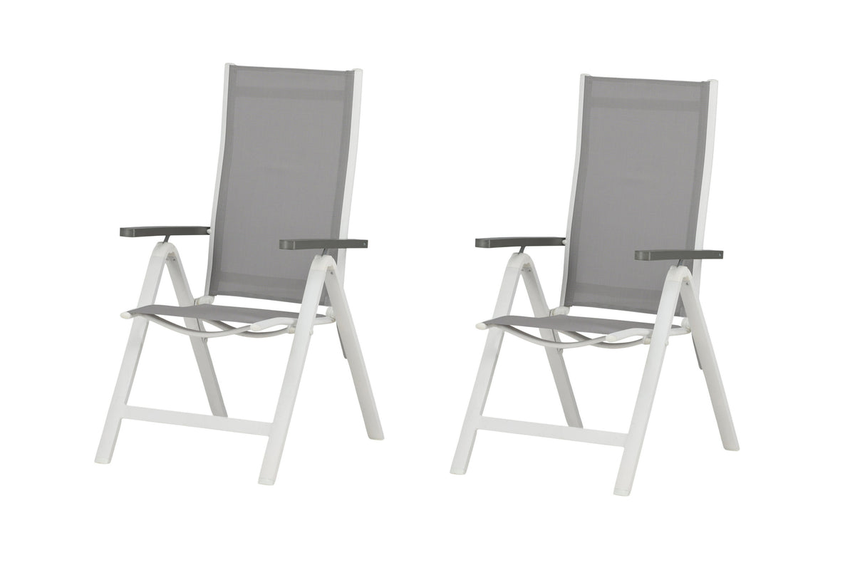 Albany Light positionsstol med 5 lägen 2-pack vit aluminium/grå textilene