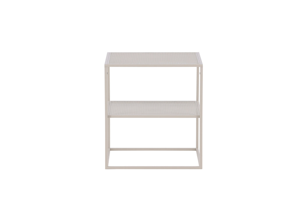 Netz sidobord beige stål