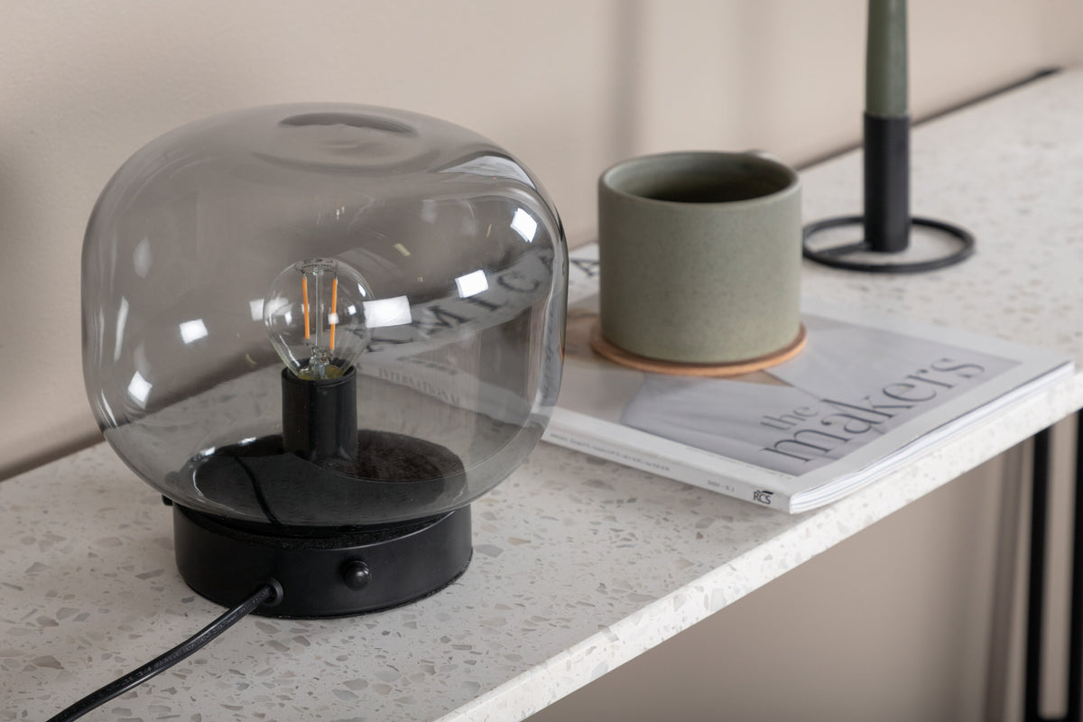 Bollonelie bordslampa svart med svart rökglas