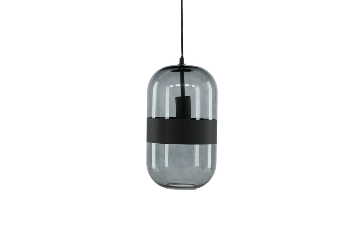 Dropp pendellampa svart med röksvart glas