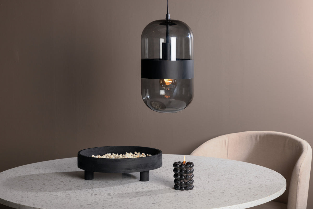 Dropp pendellampa svart med röksvart glas