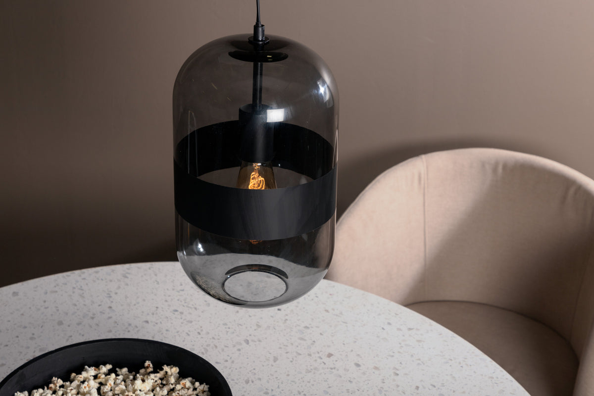 Dropp pendellampa svart med röksvart glas