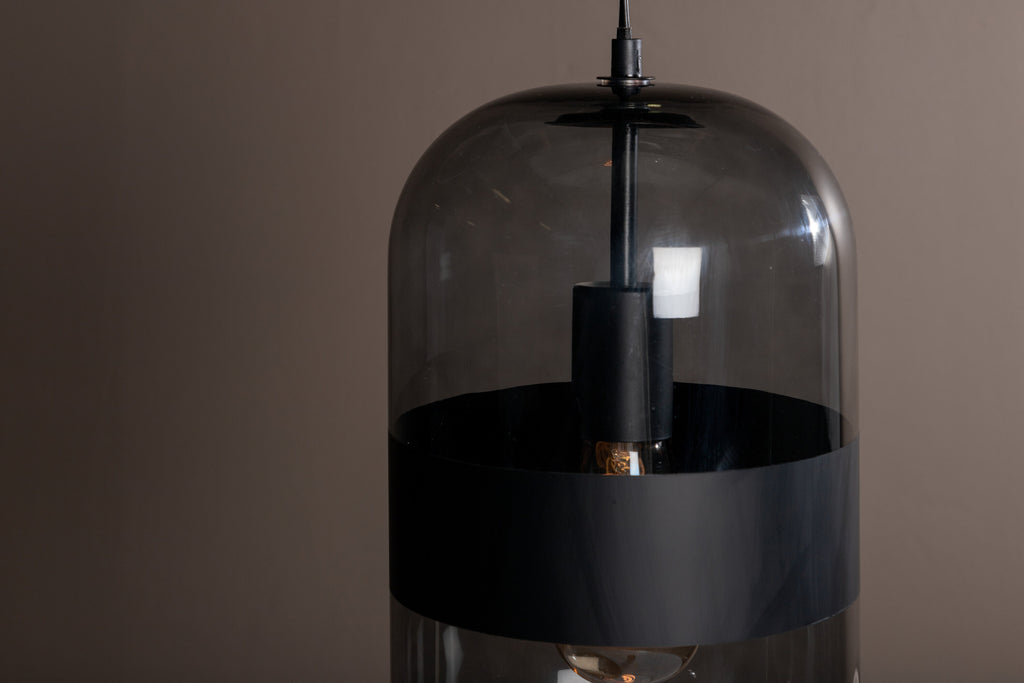 Dropp pendellampa svart med röksvart glas