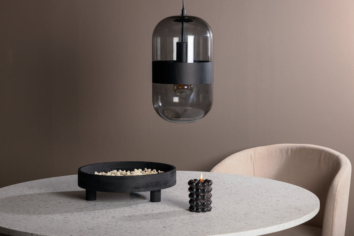 Dropp pendellampa svart med röksvart glas