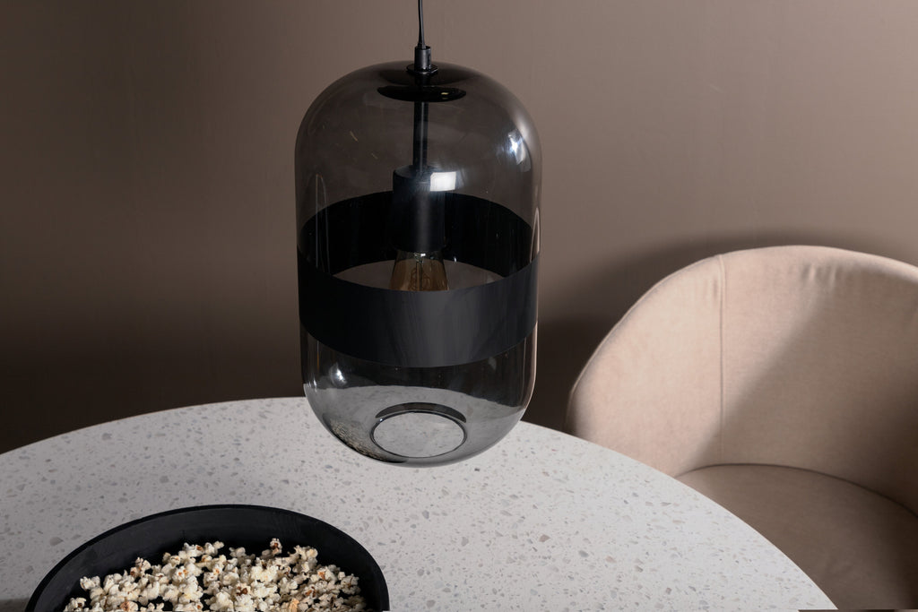 Dropp pendellampa svart med röksvart glas