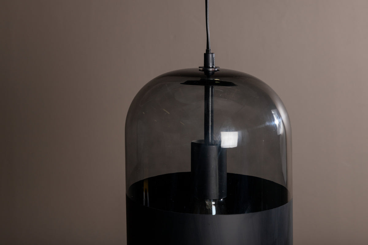 Dropp pendellampa svart med röksvart glas