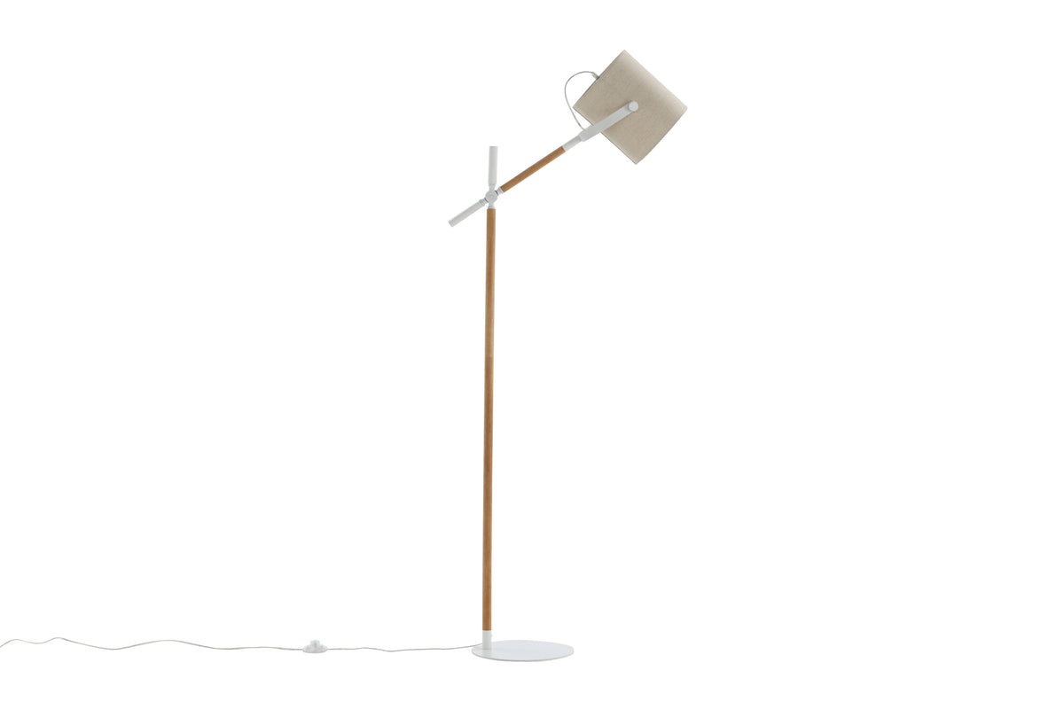 Dennis golvlampa vit/natur med beige skärm