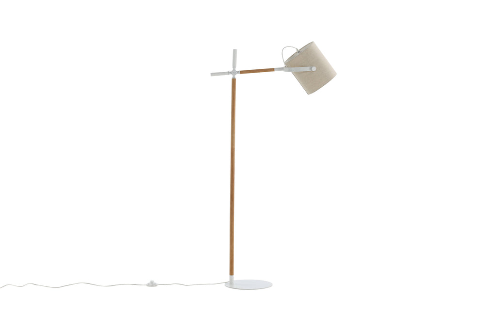 Dennis golvlampa vit/natur med beige skärm