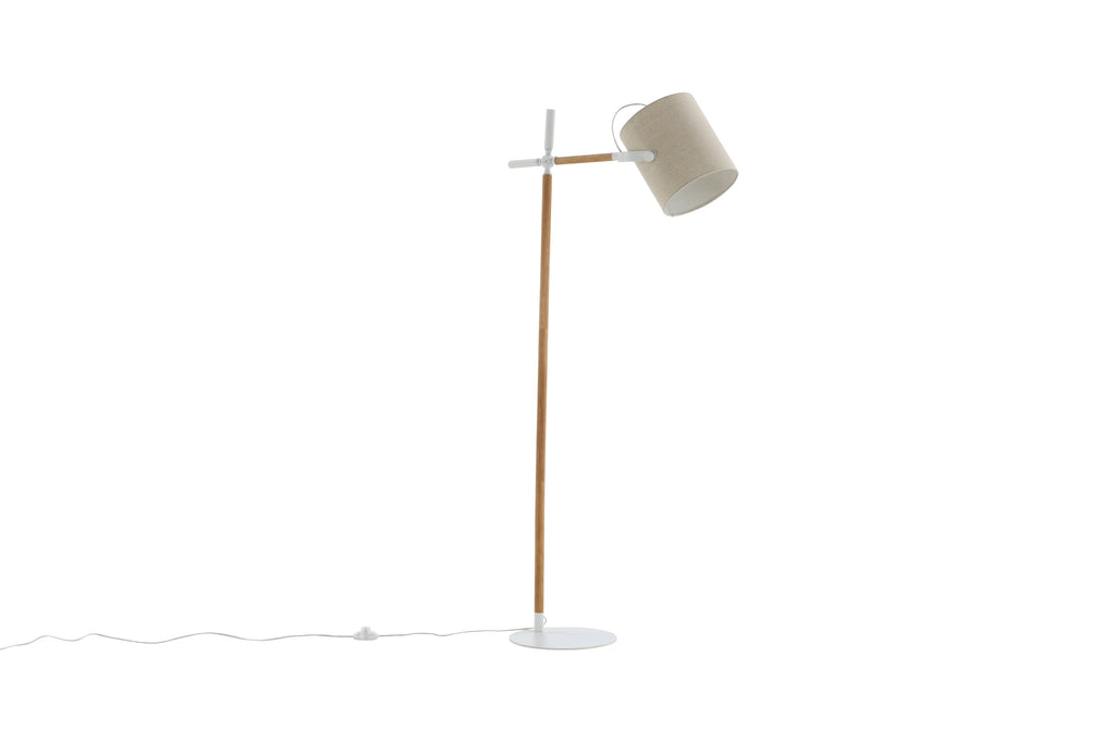 Dennis golvlampa vit/natur med beige skärm