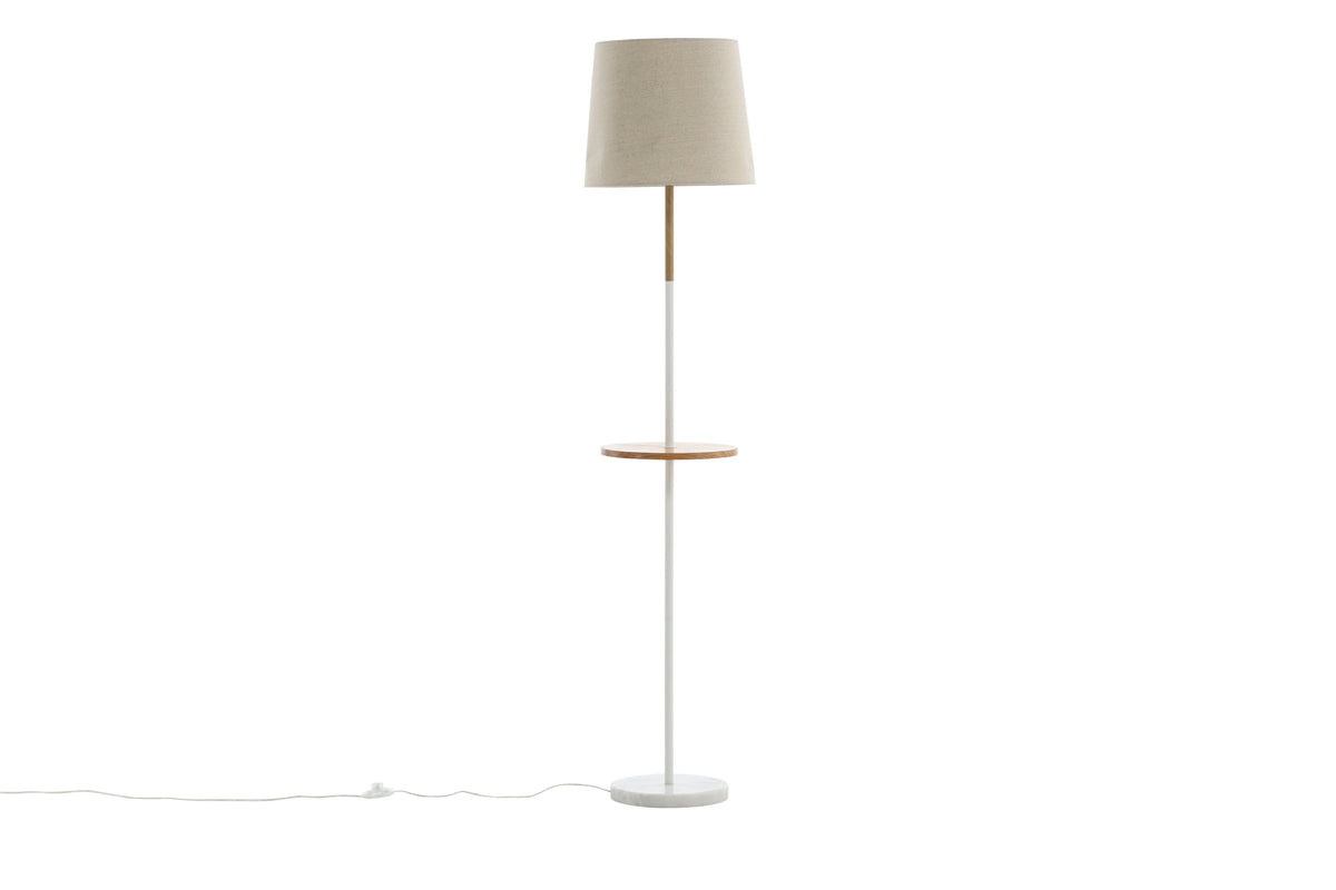 Hattman golvlampa vit/natur/beige med marmor och linneimitation
