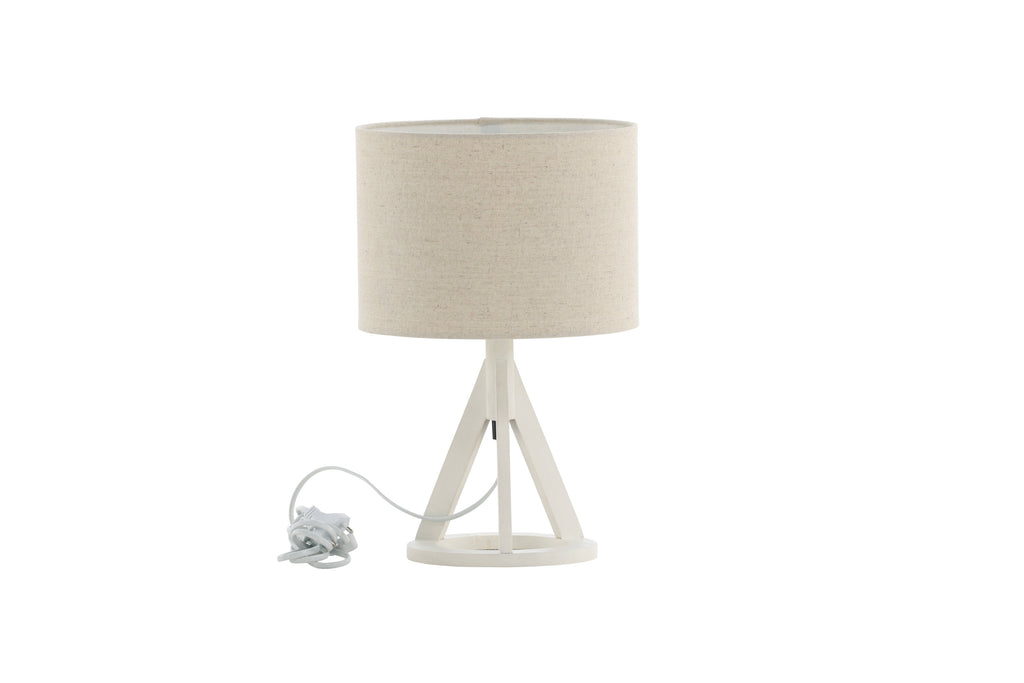 Kona bordslampa vit med linnestruktur