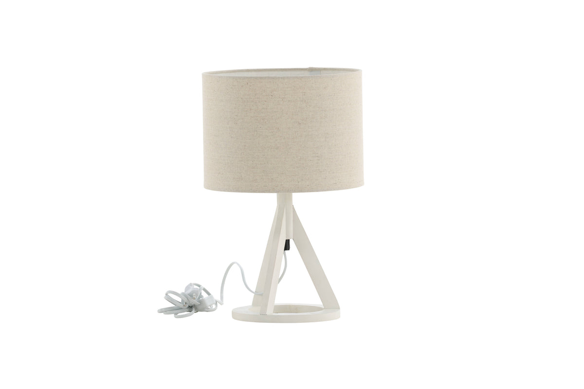 Kona bordslampa vit med linnestruktur