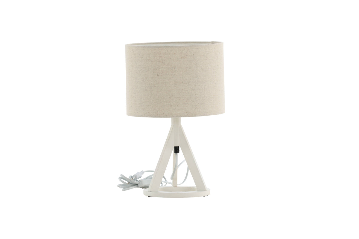 Kona bordslampa vit med linnestruktur