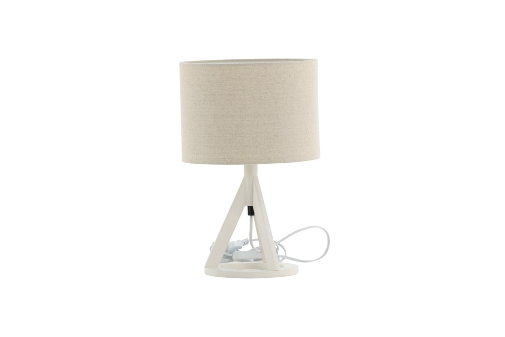 Kona bordslampa vit med linnestruktur