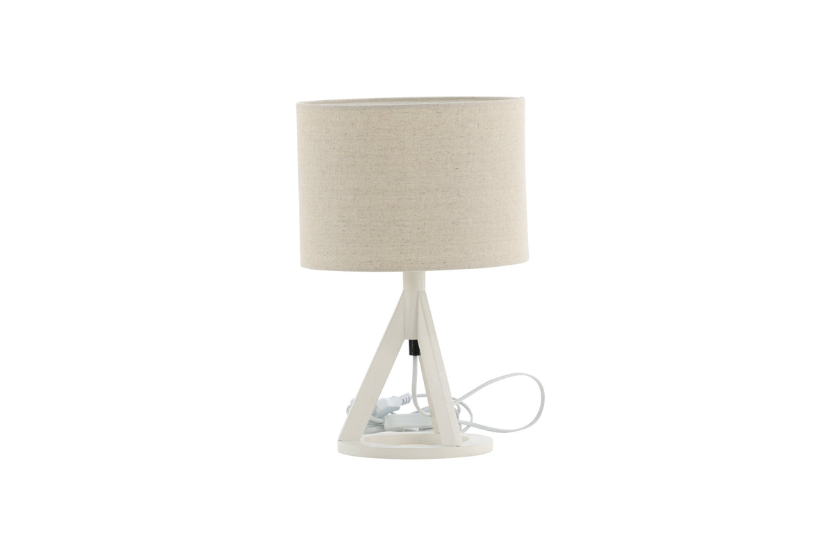 Kona bordslampa vit med linnestruktur