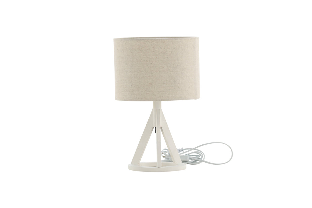 Kona bordslampa vit med linnestruktur