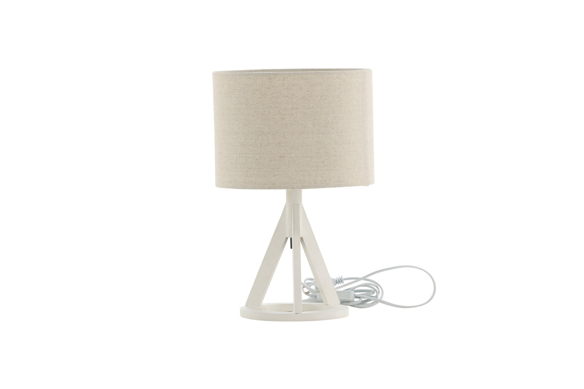 Kona bordslampa vit med linnestruktur