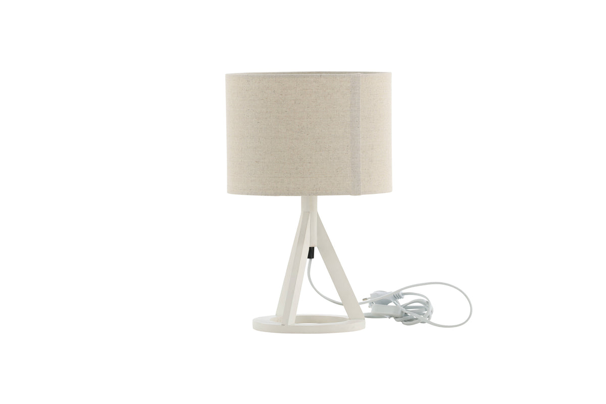 Kona bordslampa vit med linnestruktur