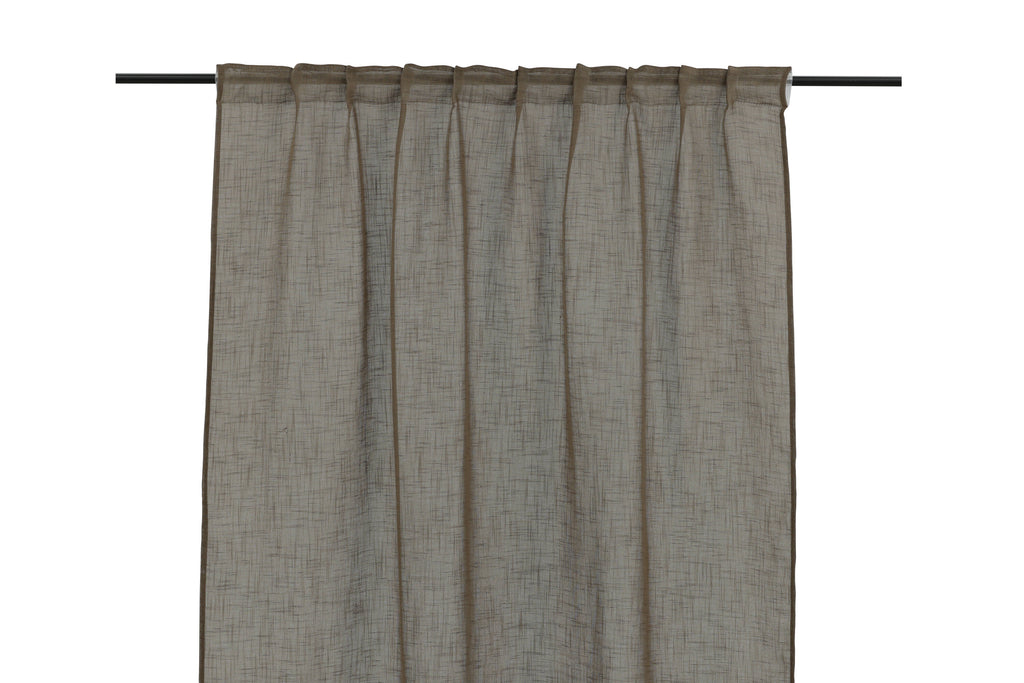 Kaya multibandsgardin 140x290 cm brun polyester med linnestruktur