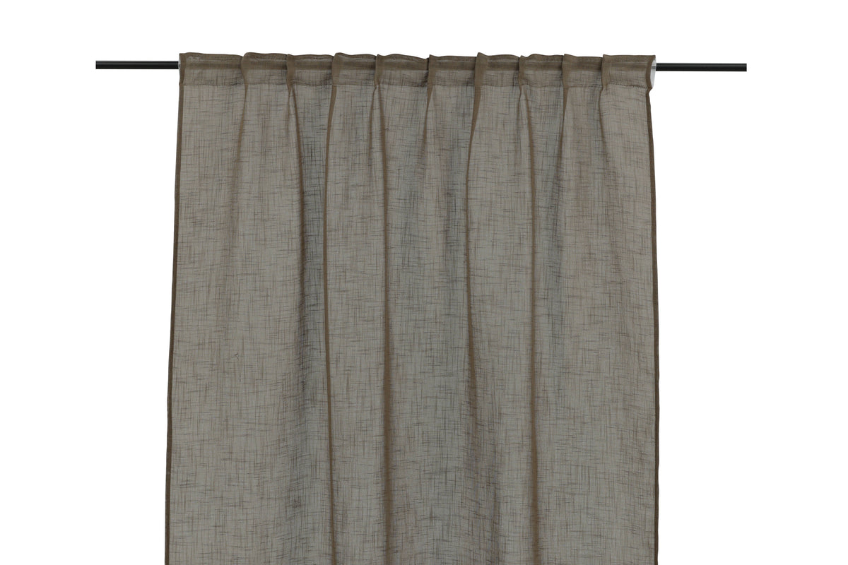 Kaya multibandsgardin 140x290 cm brun polyester med linnestruktur