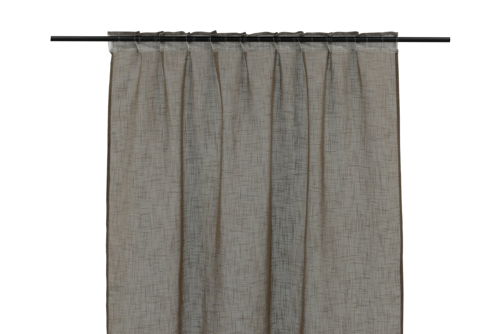 Kaya multibandsgardin 140x290 cm brun polyester med linnestruktur