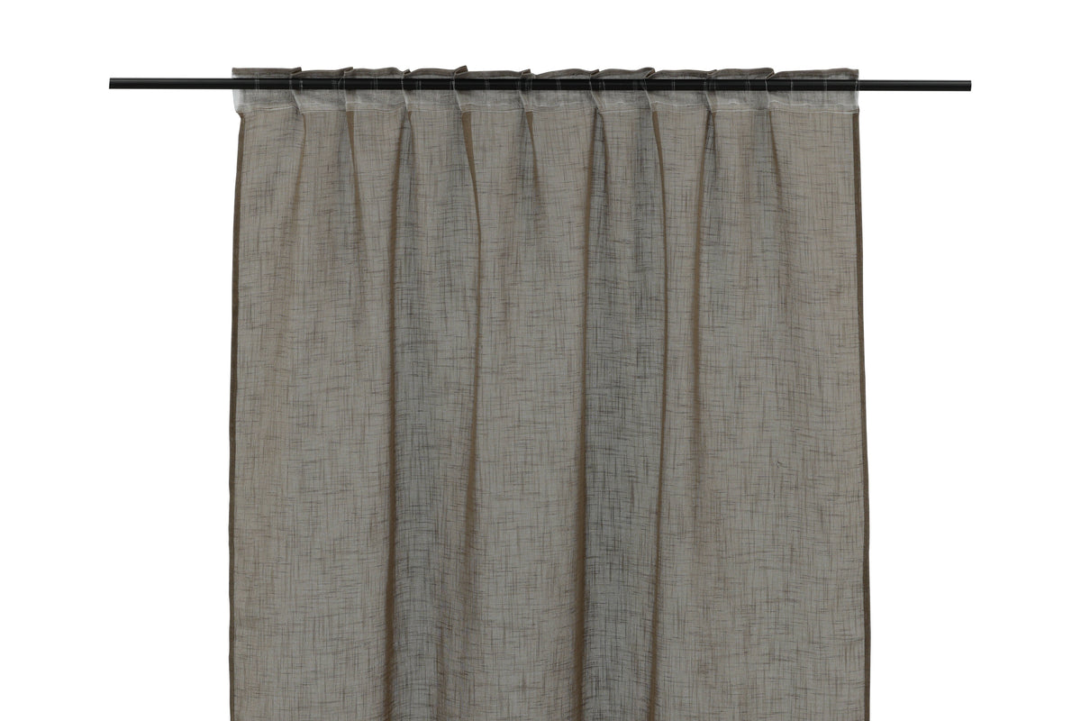 Kaya multibandsgardin 140x290 cm brun polyester med linnestruktur
