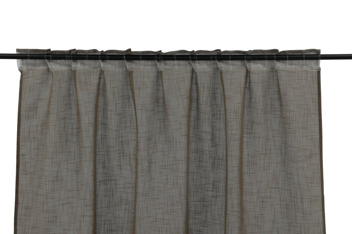 Kaya multibandsgardin 140x290 cm brun polyester med linnestruktur