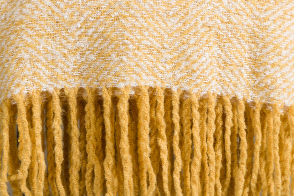 Toby pläd 170x130 cm gul och vit polyester