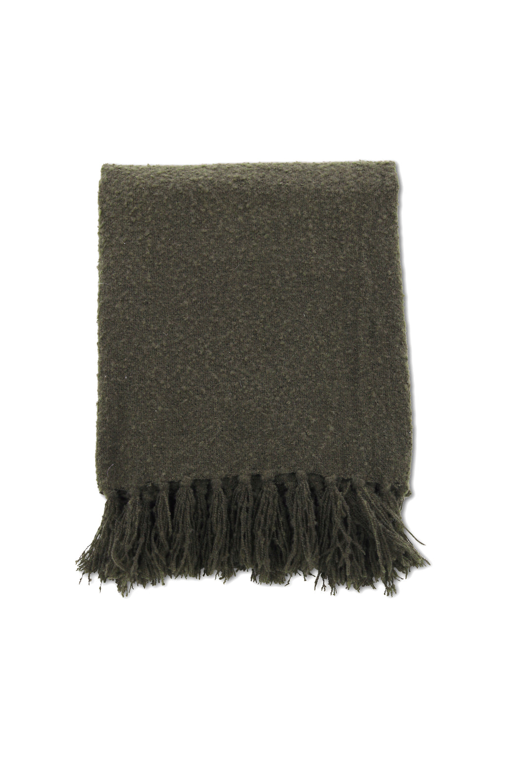 Stanly pläd med band och tofsar 170x130 cm mossgrön polyester
