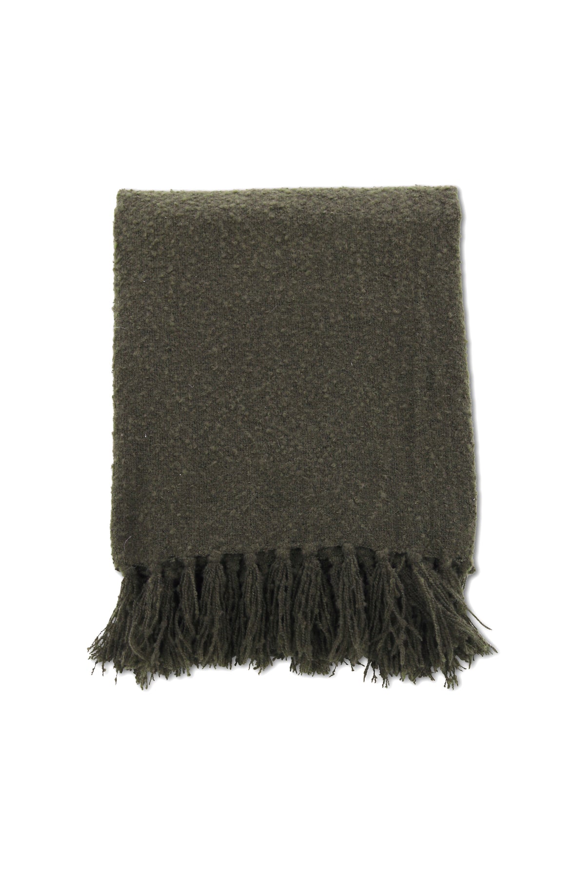 Stanly pläd med band och tofsar 170x130 cm mossgrön polyester
