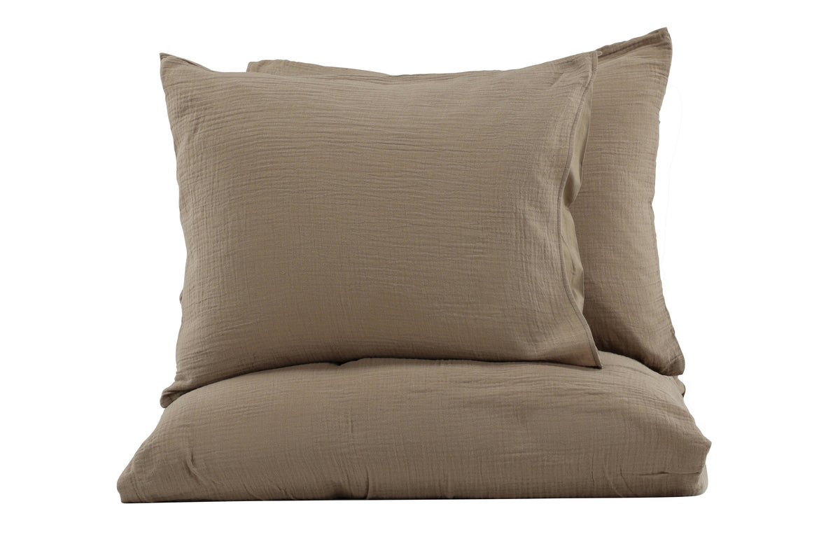 Mila bäddset i bomullsmuslin 240x220 cm brun