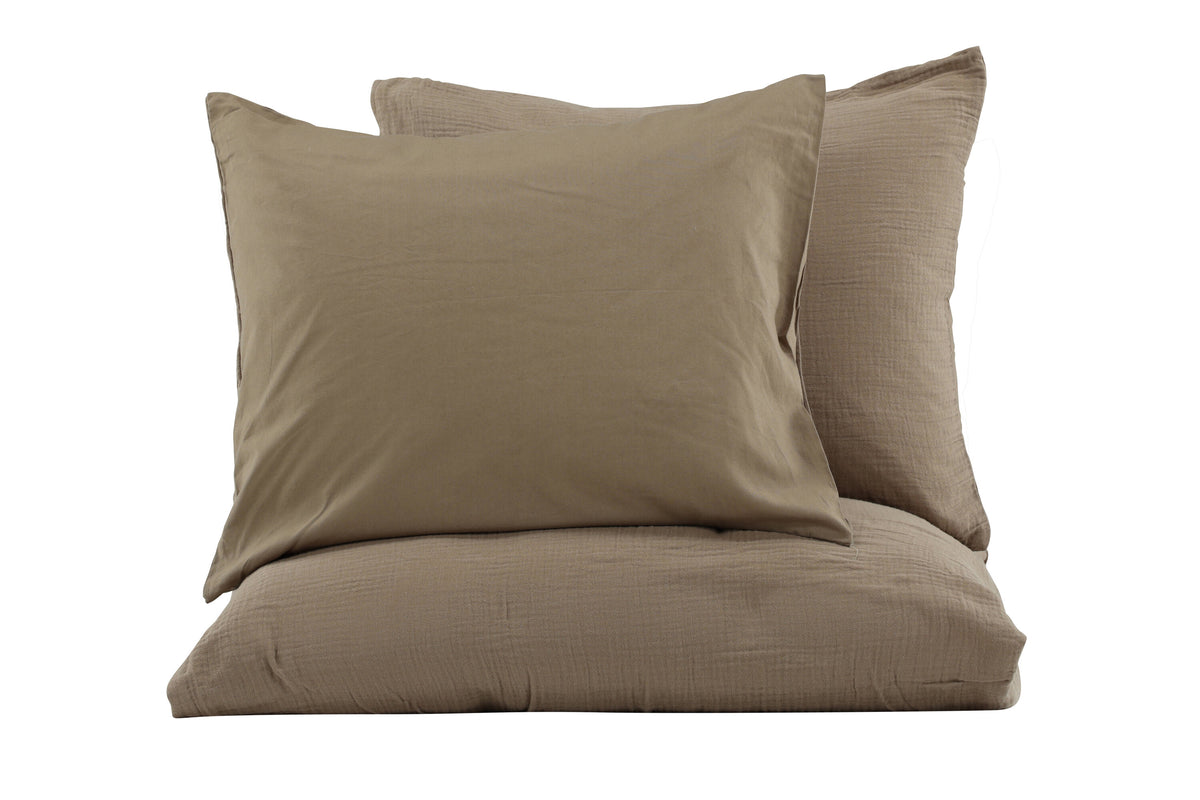 Mila bäddset i bomullsmuslin 240x220 cm brun