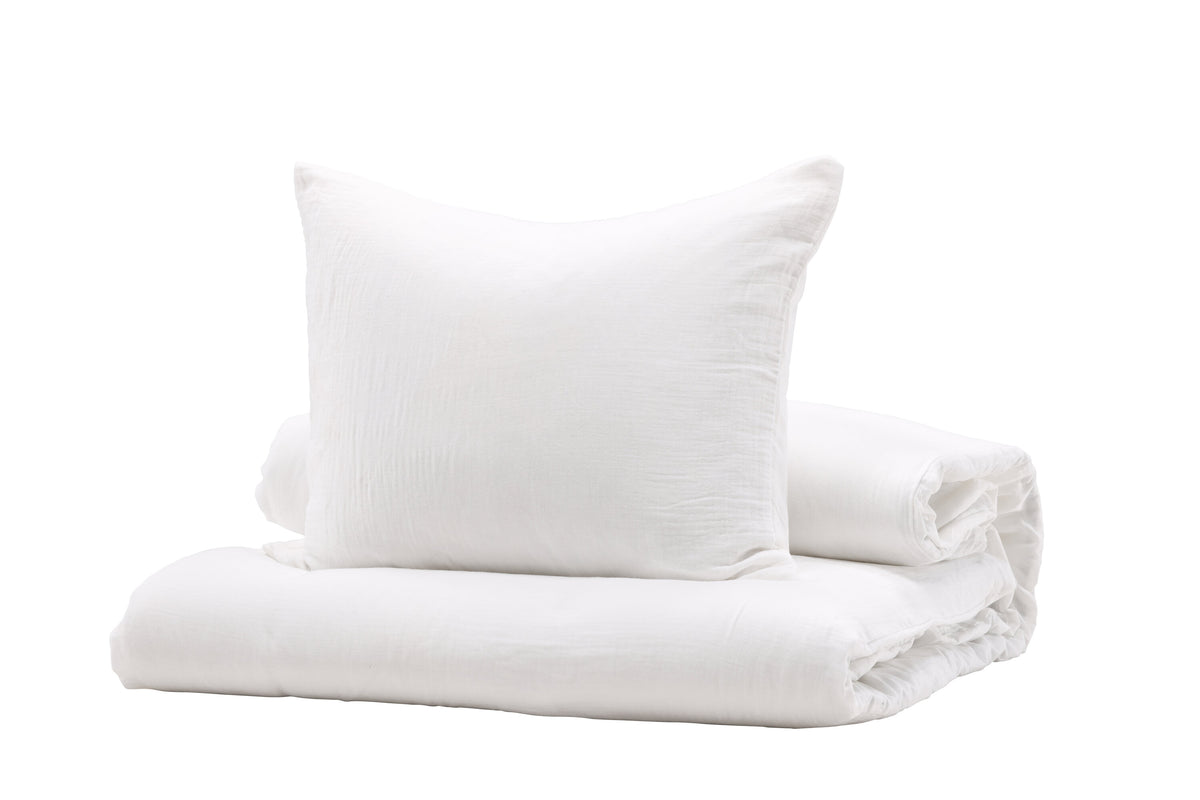 Mila påslakanset 200x150 + 50x60 cm vit bomullsmuslin
