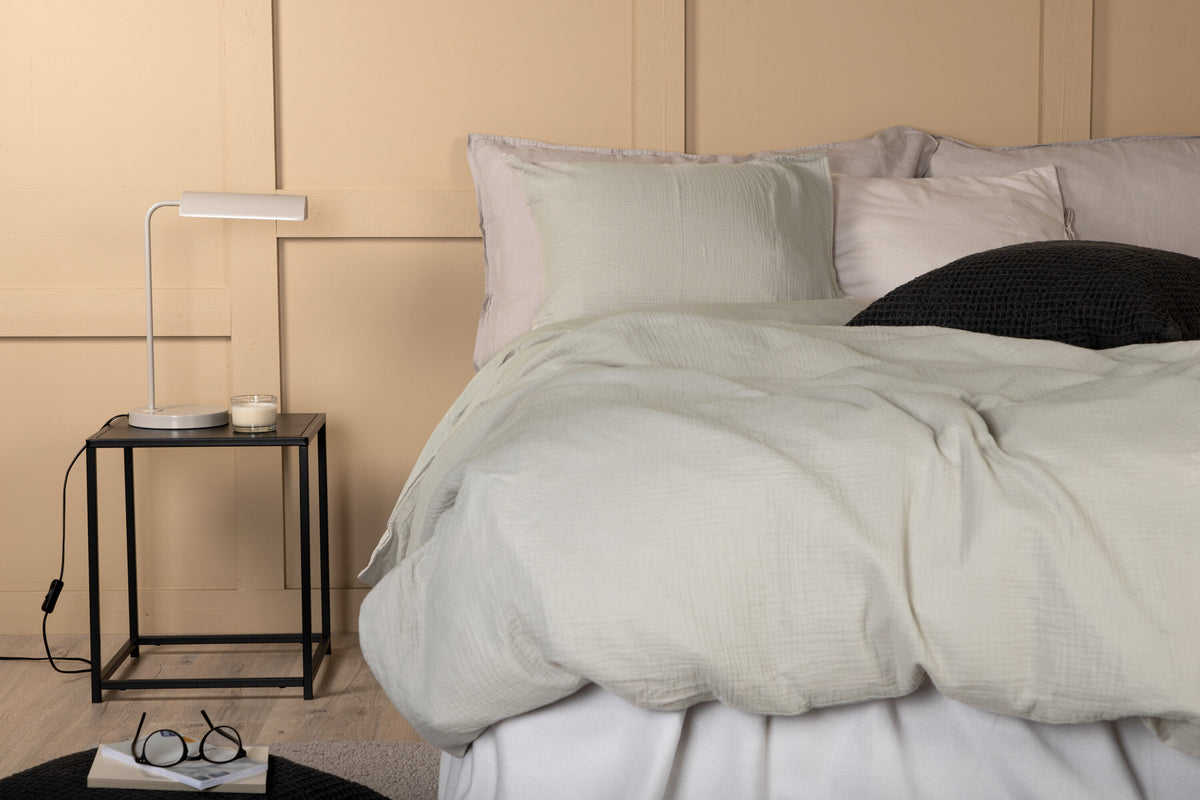 Mila bäddset i bomullsmuslin 150x200 cm ljusgrå