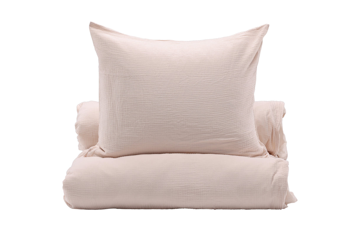 Mila påslakanset 200x150 + 50x60 cm ljusrosa bomullsmuslin