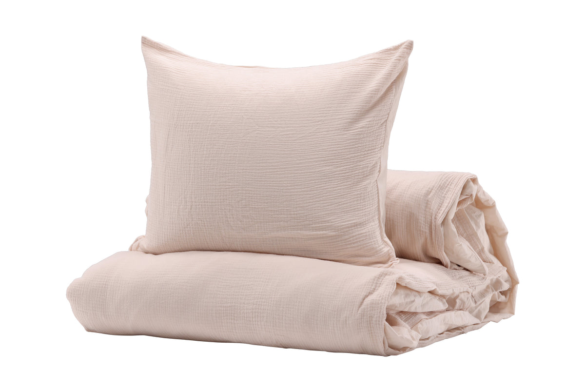 Mila påslakanset 200x150 + 50x60 cm ljusrosa bomullsmuslin