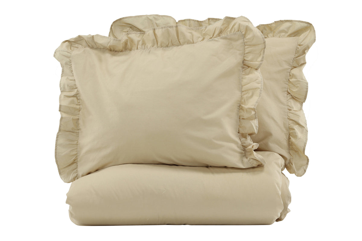 Levi påslakanset med volang 240x220 cm ljusgul bomull